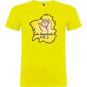 Camiseta amarela "Pola dignidade de 0-3"